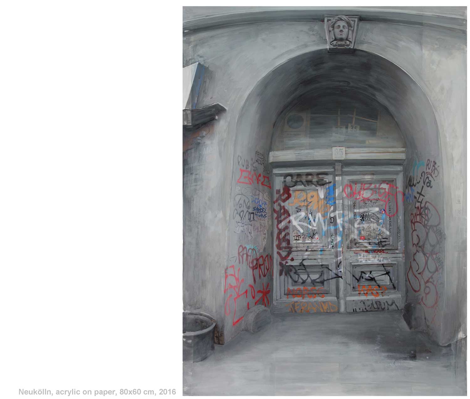 Berlin-Hermannplatz, acryl on photography, 30x40 cm, 2016, Xavier Krilyk